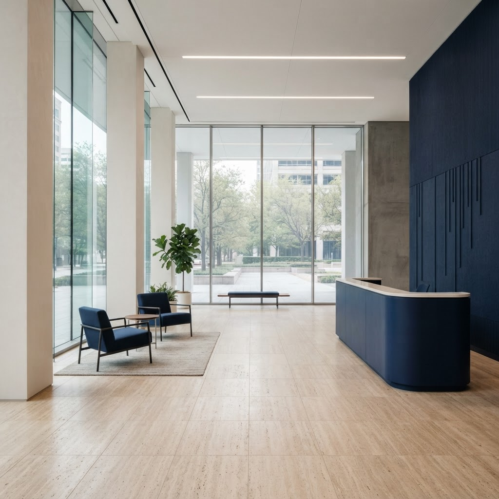 Calm institutional interior representing the MEELK Group platform